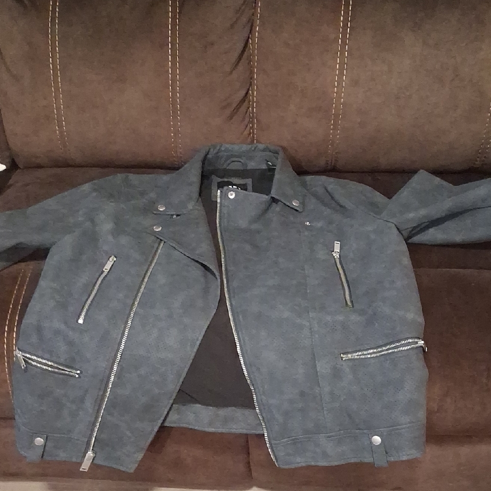 DKNY Gray Lightweight Motorcycle Jacket